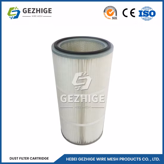 Cartucho de tratamiento de agua de polímero Gezhige Fábrica 5m 6m Área de filtro Filtro de polvo industrial China 1000m3 / H-100000m3 / H Cartucho de filtro de aire industrial de volumen de aire